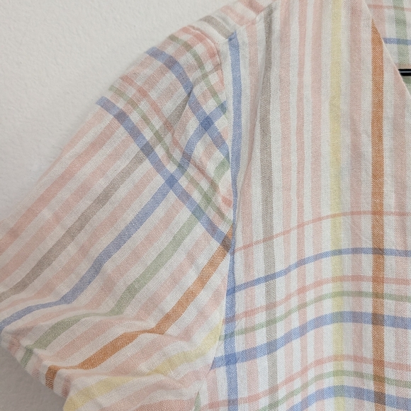 SOLD ON INSTA Madewell Linen Clara Dress In Muted Blush Plaid Size Extra Small - Picture 6 of 10